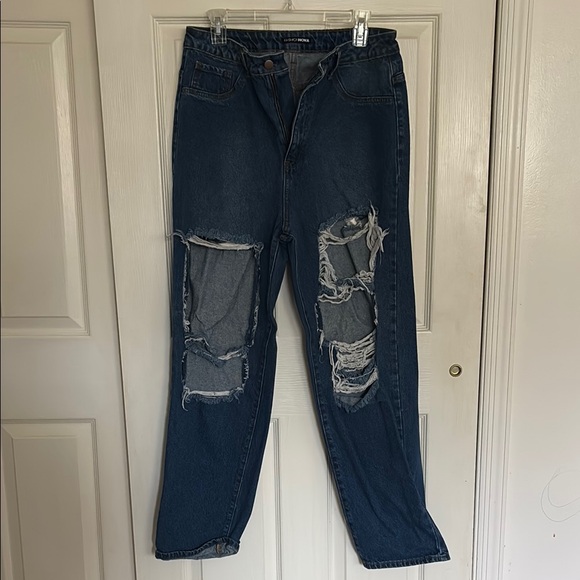 Fashion Nova Denim - Fashion Nova Distressed Blue Jeans